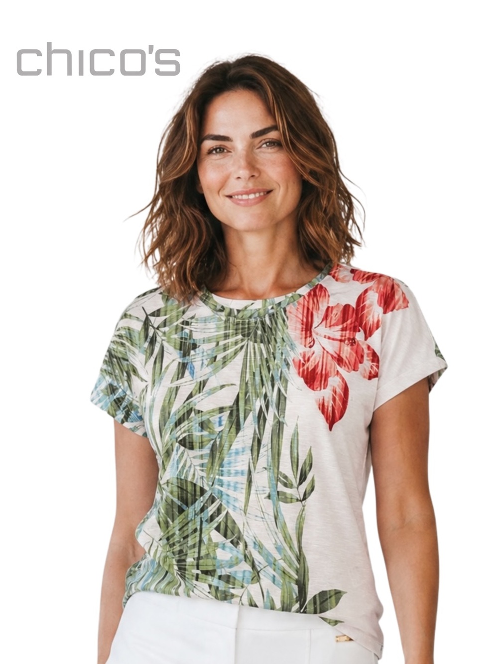 Chico's Tropical Zenergy Blouse Top